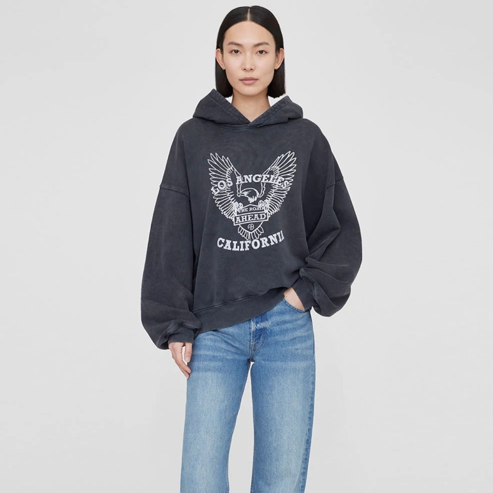 Anine Bing Black Graphic Hoodie - Picture 1 of 7